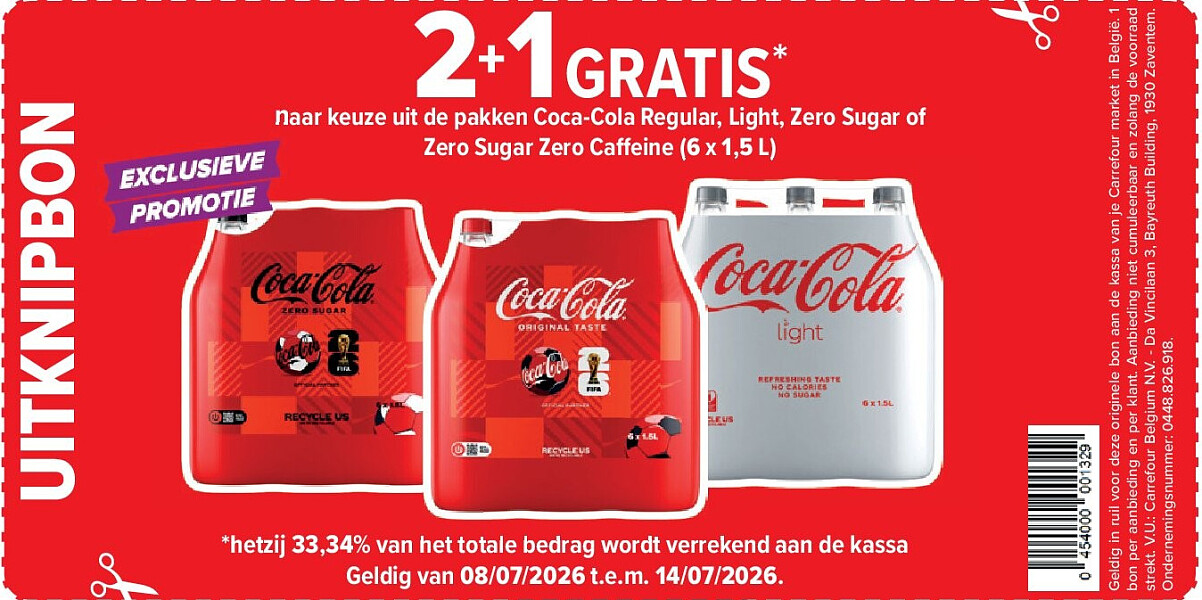 naar keuze uit de pakken Coca-Cola Regular, Light, Zero Sugar of Zero Sugar Zero Caffeine (6 x 1,5 L)