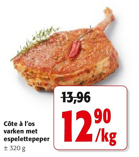 Côte à l’os varken met espelettepeper