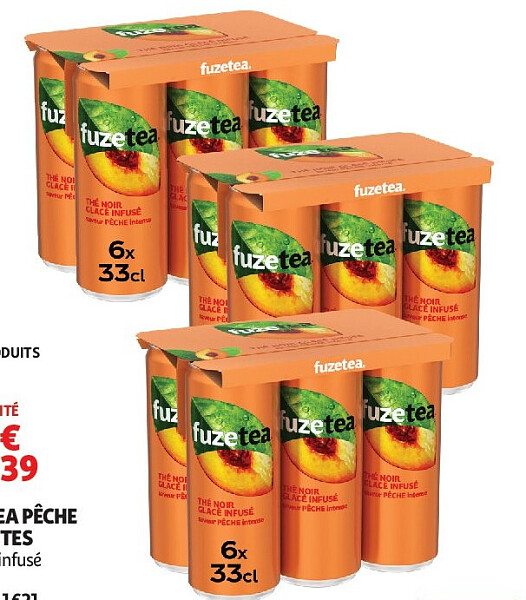 Fuze Tea pêche thé noir infusé canettes 6 x 33 cl