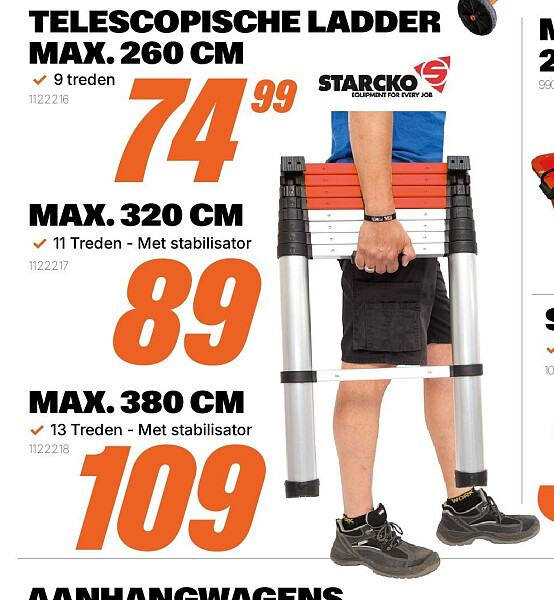 TELESCOPISCHE LADDER MAX. 380 CM