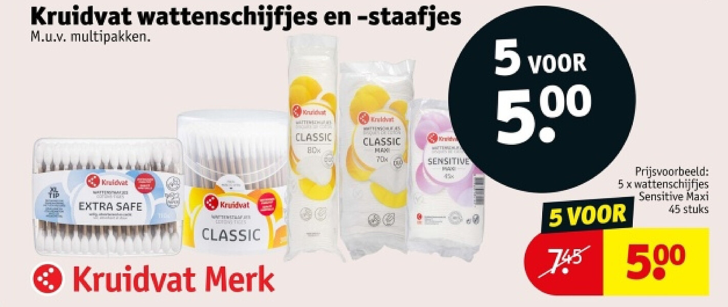 5 x wattenschijfjes Sensitive Maxi 45 stuks