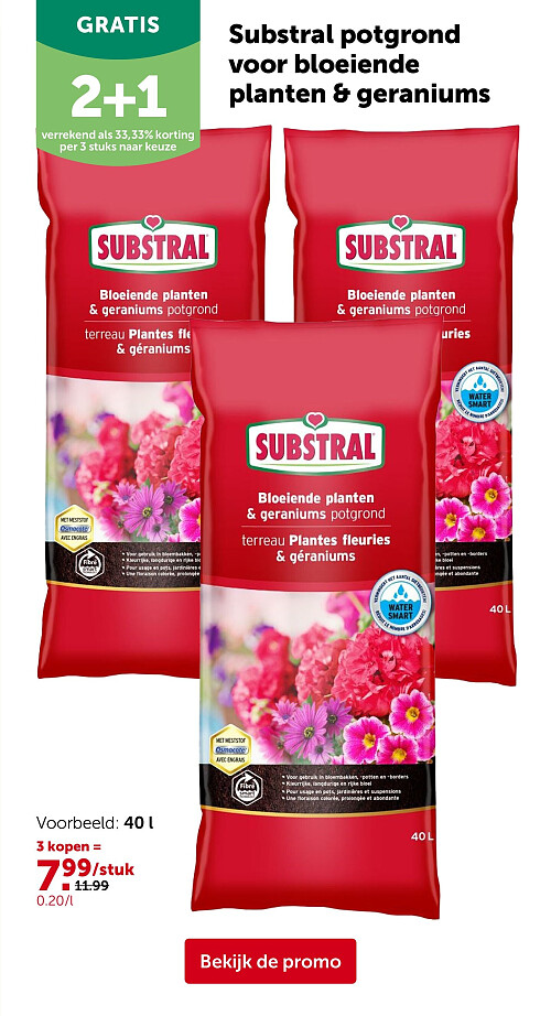 Substral potgrond voor bloeiende planten & geraniums 40 l