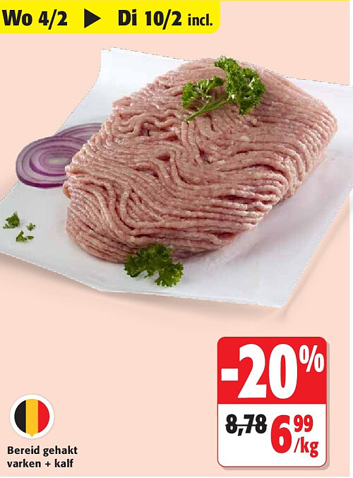 Bereid gehakt varken + kalf