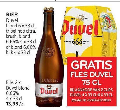 Duvel blond 6,66% 4 x 33 cl