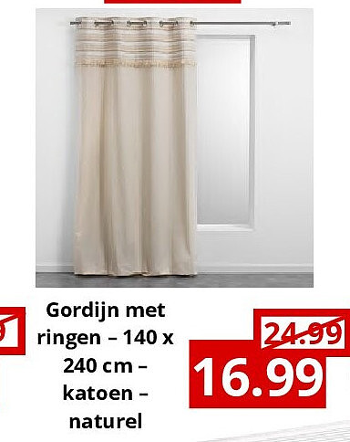 Gordijn met ringen – 140 x 240 cm – katoen – naturel