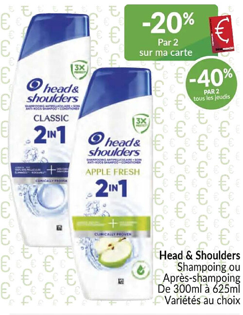 Head & Shoulders Shampoing - 250ml à 400ml