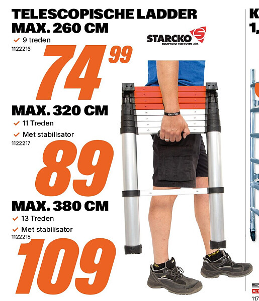 TELESCOPISCHE LADDER MAX. 260 CM