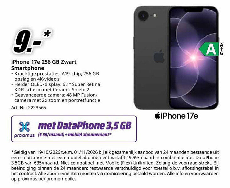 iPhone 17e 256 GB Zwart Smartphone