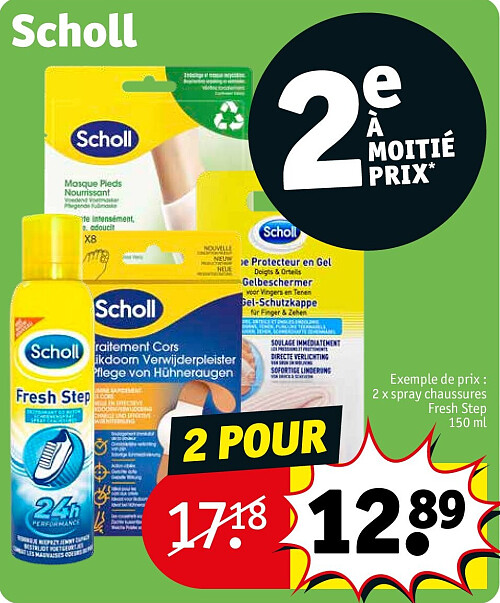 Scholl 2 x spray chaussures Fresh Step 150 ml