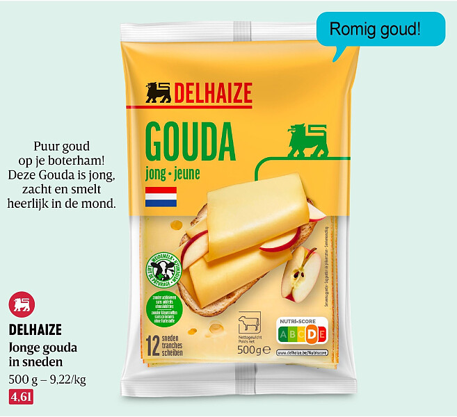 DELHAIZE Jonge gouda in sneden