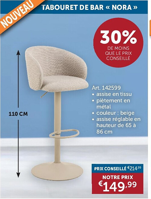 TABOURET DE BAR « NORA »