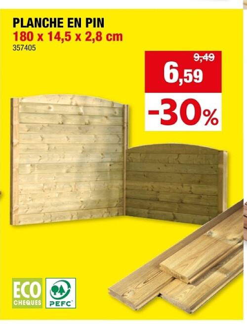 PLANCHE EN PIN 180 x 14,5 x 2,8 cm