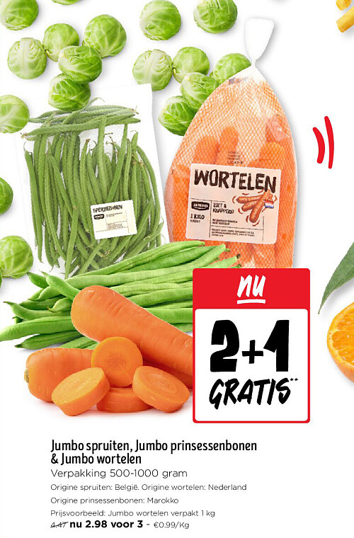 Jumbo spruiten, Jumbo prinsessenbonen & Jumbo wortelen
