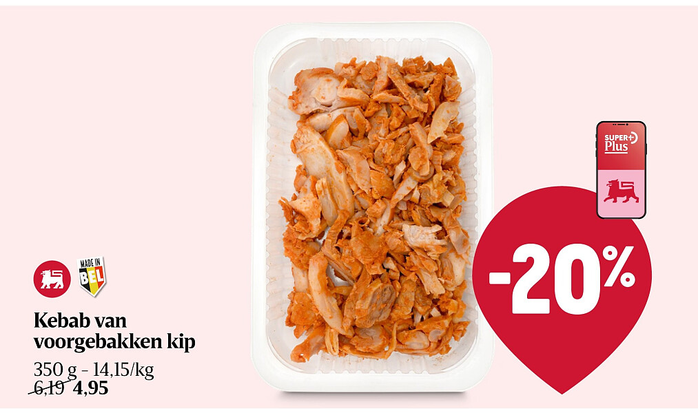 Kebab van voorgebakken kip