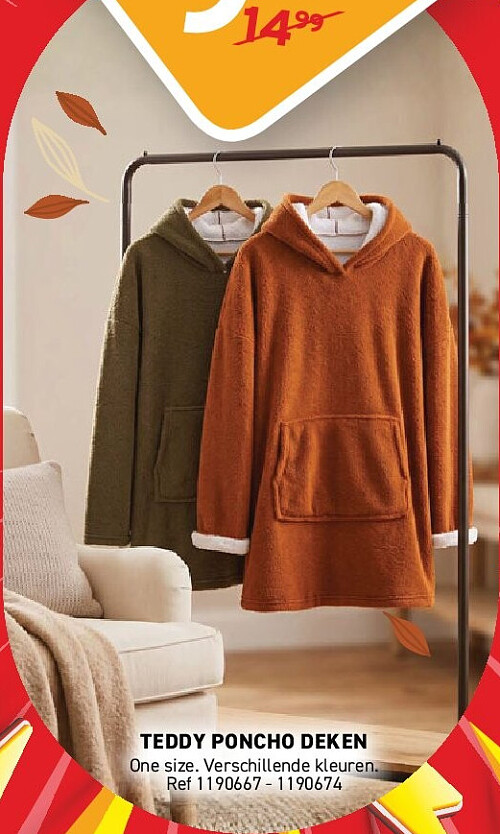 Teddy poncho deken