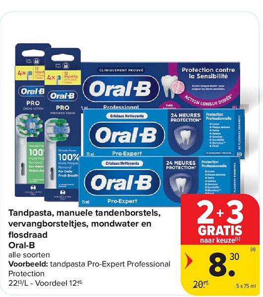 Tandpasta, manuele tandenborstels, vervangborsteltjes, mondwater en fl osdraad Oral-B