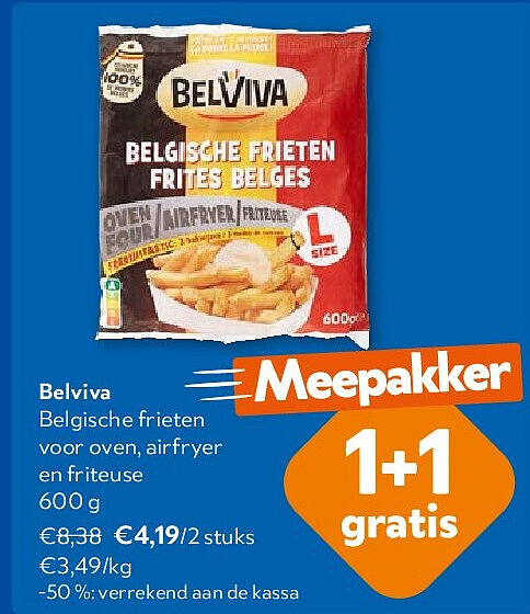 Belviva Belgische frieten voor oven, airfryer en friteuse 600 g
