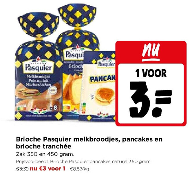 Brioche Pasquier melkbroodjes, pancakes en brioche tranchée