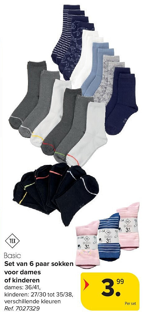 Set van 6 paar sokken voor dames of kinderen