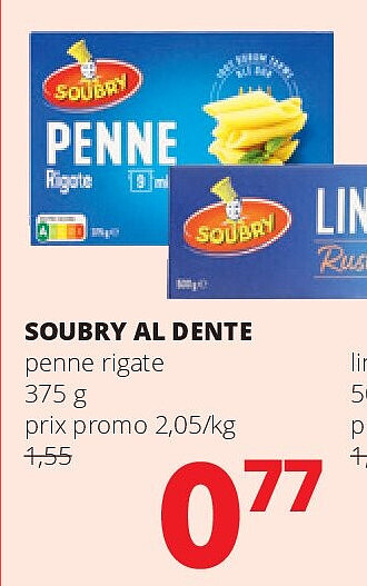 SOUBRY AL DENTE penne rigate 375 g