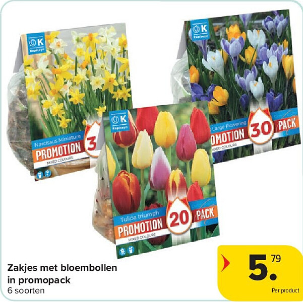Zakjes met bloembollen in promopack