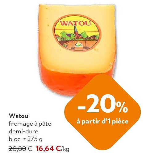 Watou fromage à pâte demi-dure bloc ± 275 g