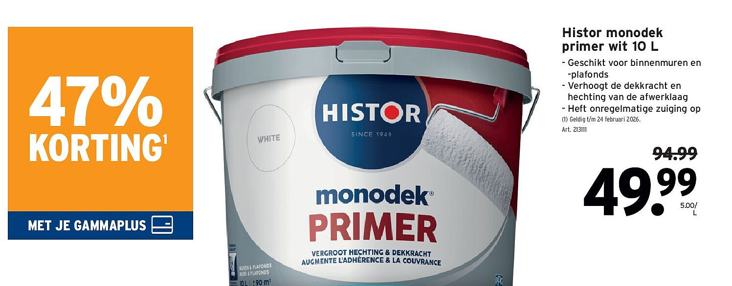 Histor monodek primer wit 10 L