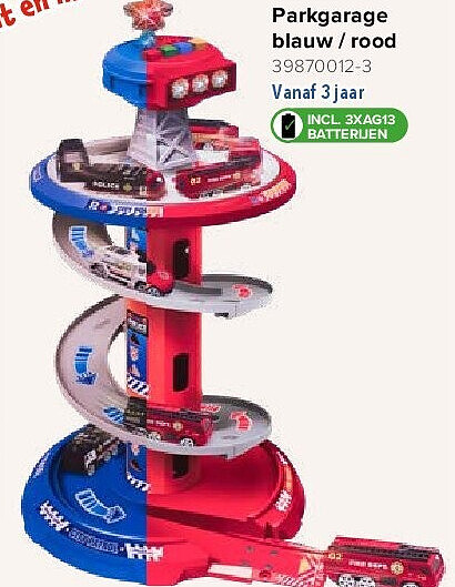 Parkgarage blauw / rood