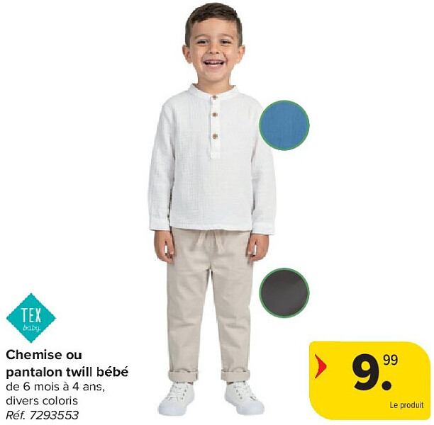 Chemise ou pantalon twill bébé