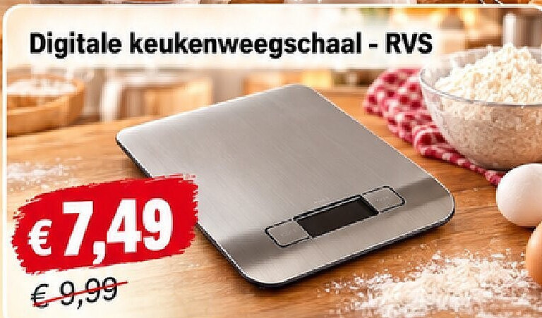 Digitale keukenweegschaal - RVS