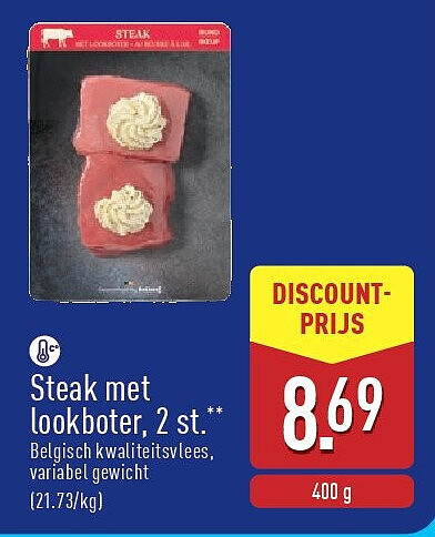 Steak met lookboter, 2 st.