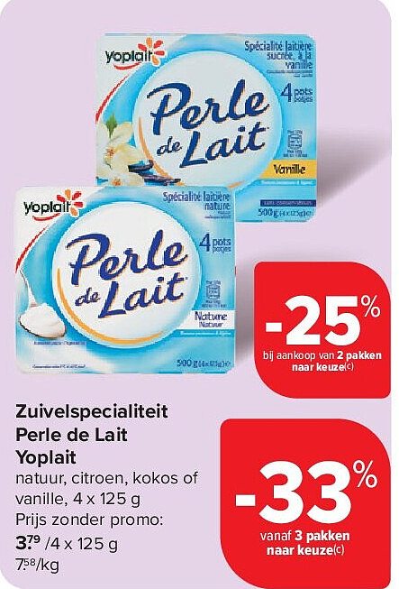 Zuivelspecialiteit Perle de Lait Yoplait