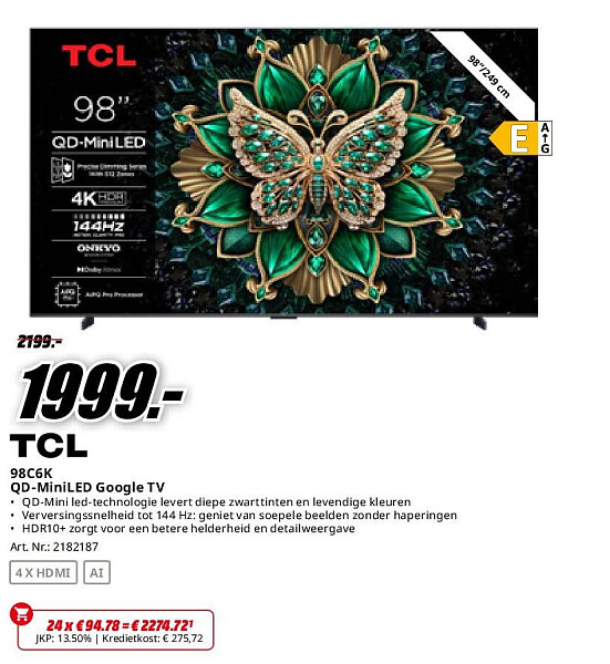 TCL 98C6K QD-MiniLED Google TV