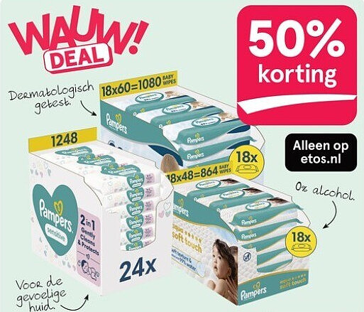 Pampers megaboxen doekjes 18- en 24-packs