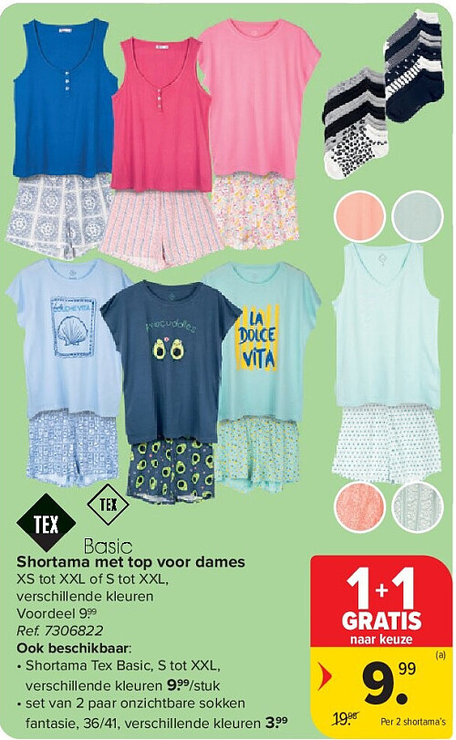 Shortama met top voor dames