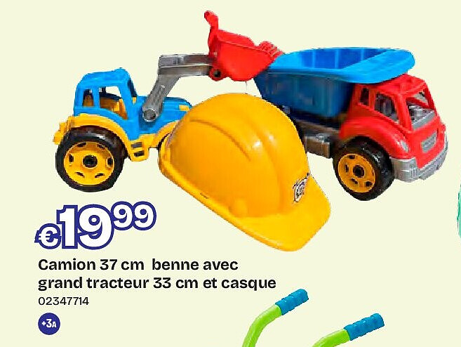 Camion 37 cm benne avec grand tracteur 33 cm et casque