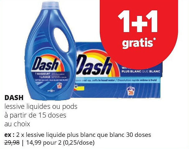 DASH lessive liquide plus blanc que blanc 30 doses