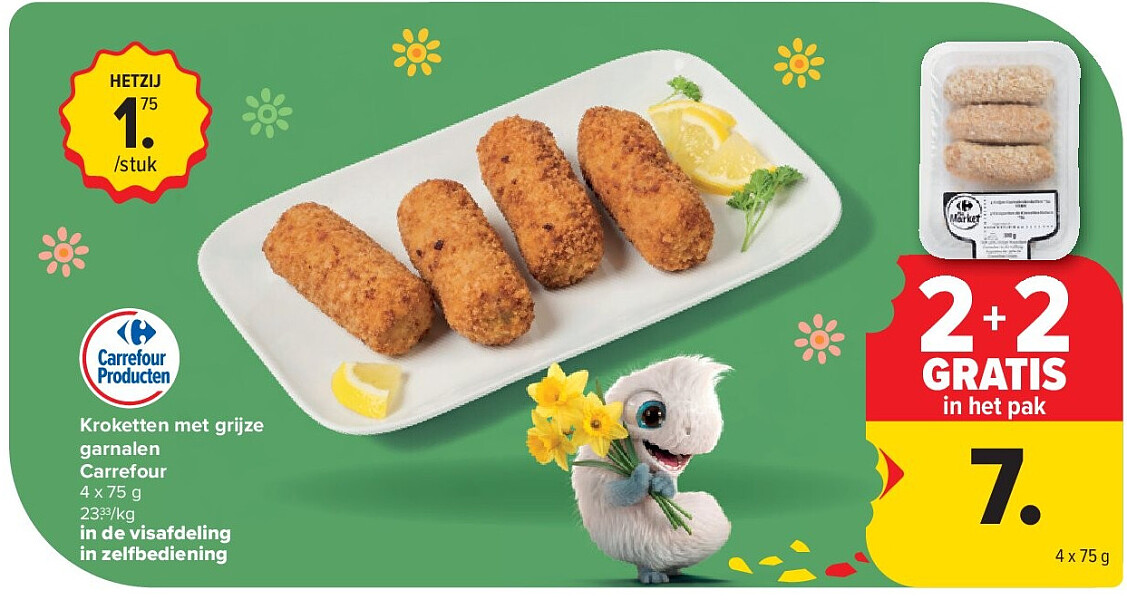 Kroketten met grijze garnalen Carrefour