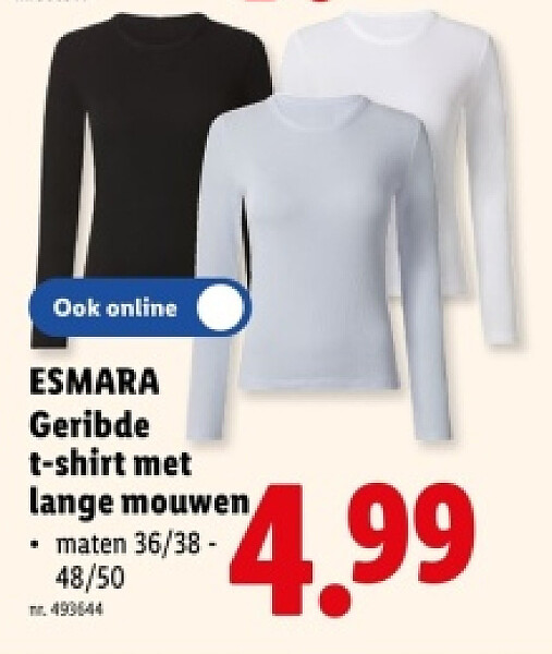 Geribde t-shirt met lange mouwen