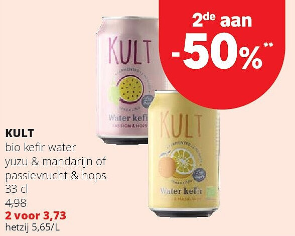 KULT bio kefir water yuzu & mandarijn