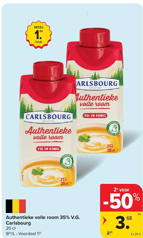 Authentieke volle room 35% V.G. Carlsbourg