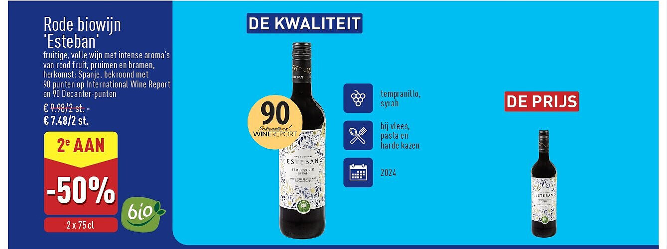 Rode biowijn 'Esteban'