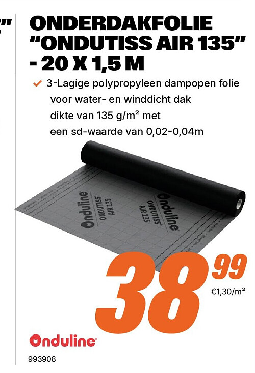 ONDERDAKFOLIE “ONDUTISS AIR 135” - 20 X 1,5 M