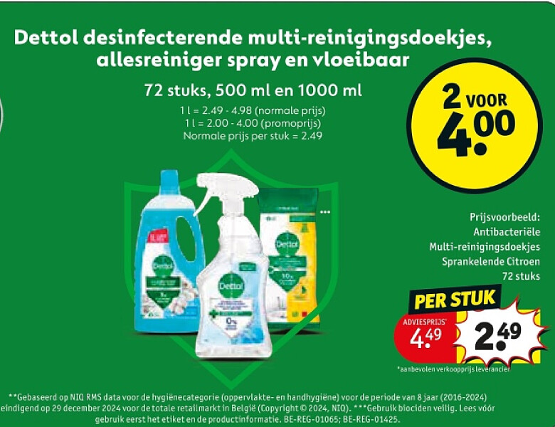 Antibacteriële Multi-reinigingsdoekjes Sprankelende Citroen 72 stuks