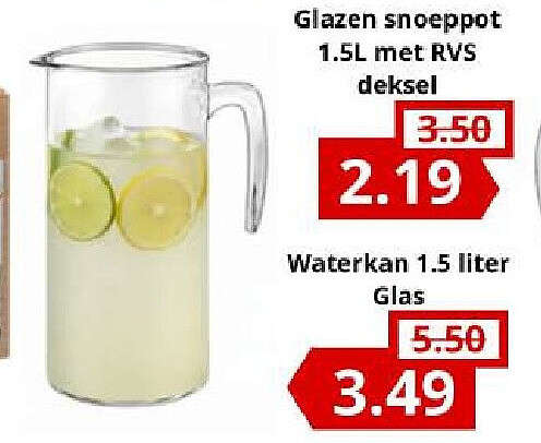 Waterkan 1.5 liter Glas