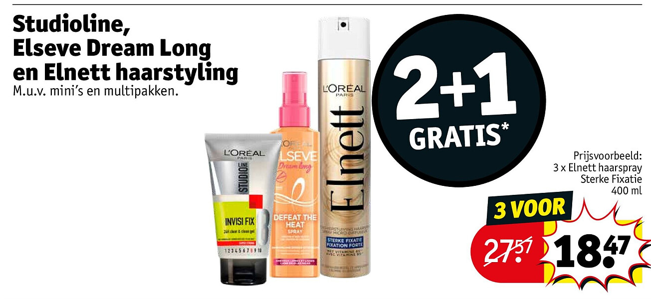 Studioline, Elseve Dream Long en Elnett haarstyling