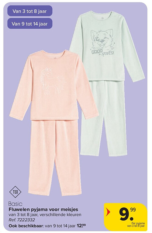 Fluwelen pyjama voor meisjes