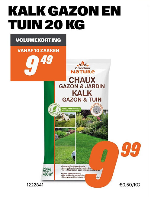 KALK GAZON EN TUIN 20 KG