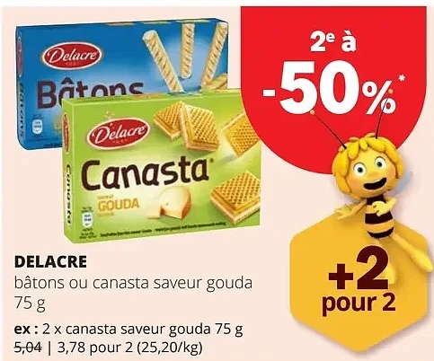 DELACRE bâtons ou canasta saveur gouda 75 g