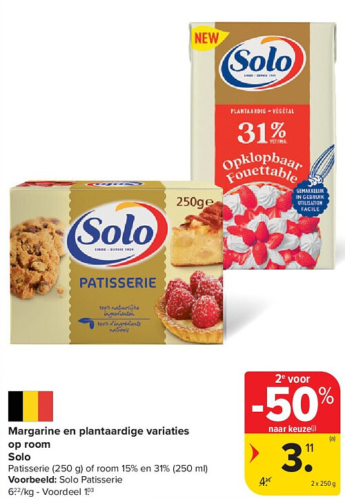 Margarine en plantaardige variaties op room Solo